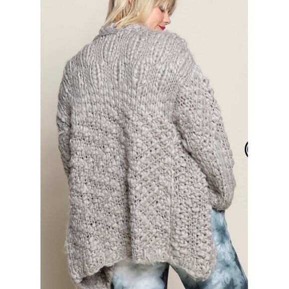 COPY - chunky Knit Open Front Cardigan in Gray - Picture 8 of 14